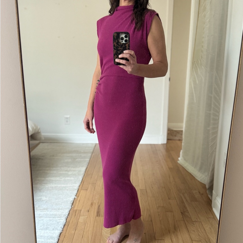 Nation Ltd. Sleeveless Magenta Midi Dress
